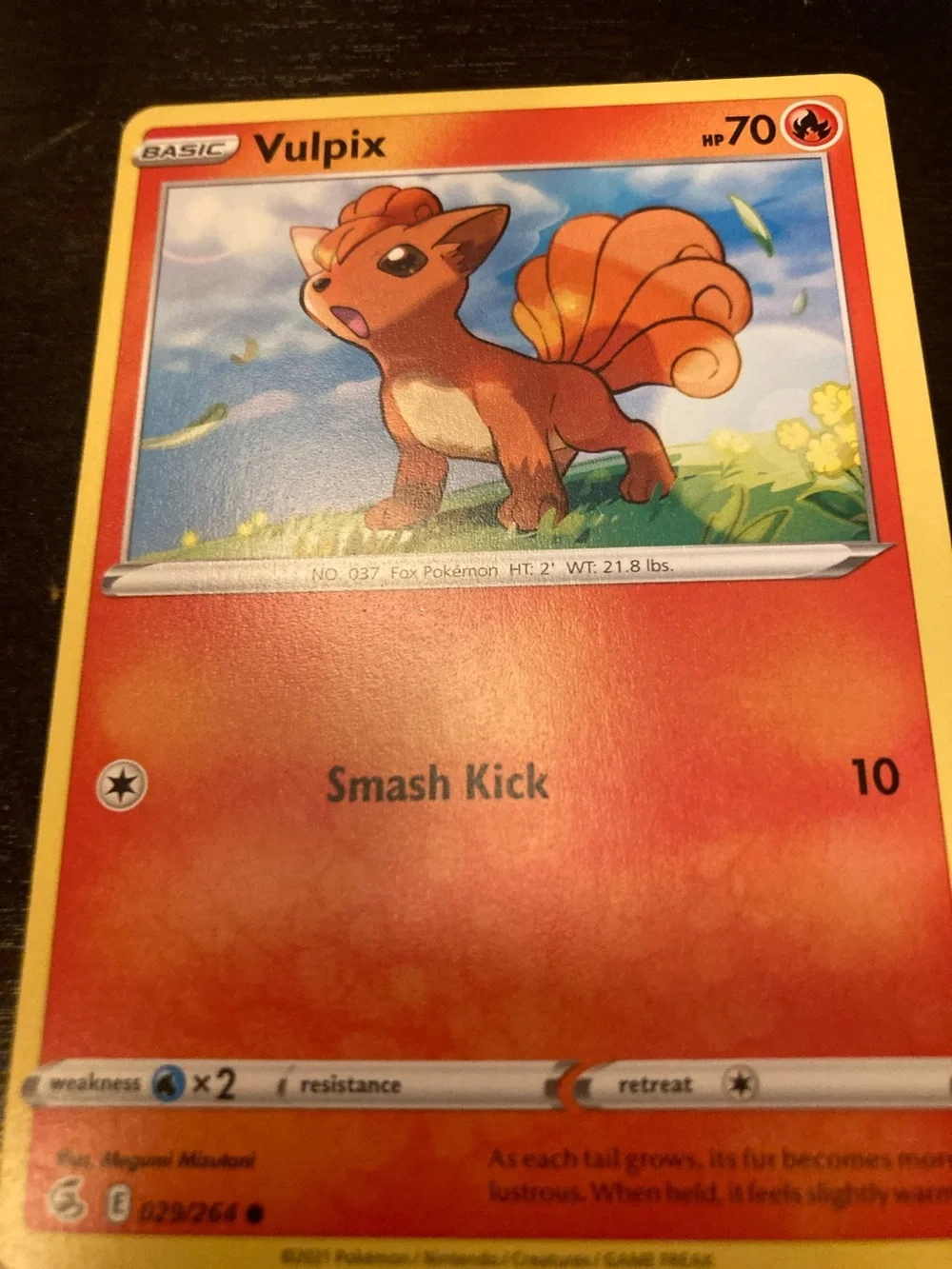 Pokemon Vulpix Card — Orange and Yellow Fire-Type
